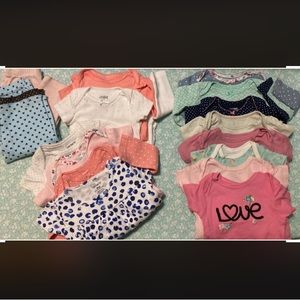 LOT of 19 All Cotton Baby Girl Items, Size: 0-12 Mos.